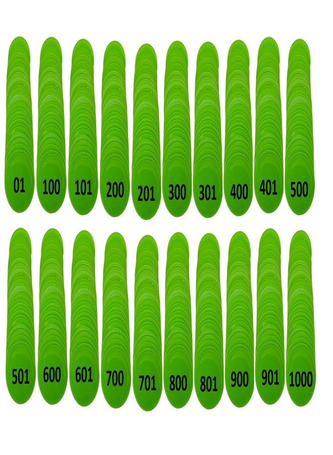 موريل عملة معدنية دائرية الشكل من البلاستيك من موريل، منقوشة، من 1 إلى 1000 (31 مم)، مناسبة للمتاجر، وألعاب الطاولة، والمنازل، والمدارس، وغيرها. (لون أخضر)، ضمان طباعة مدى الحياة. - Image 1